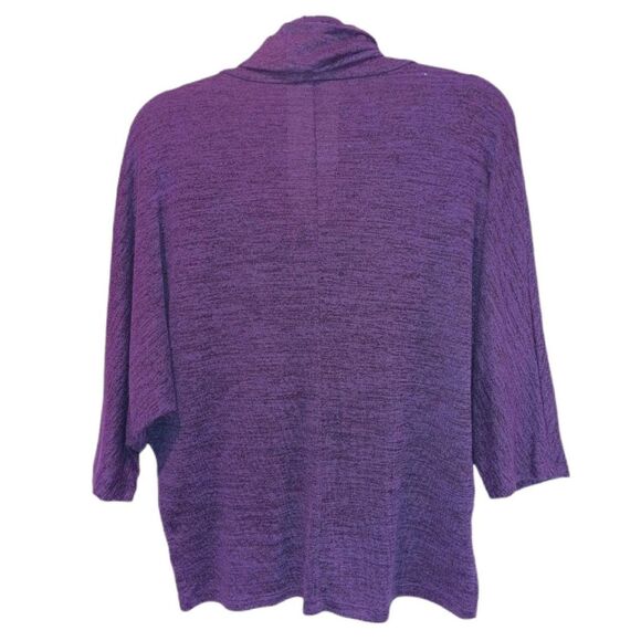 Olivia Moon Purple Heather 3/4 Sleeve Cowl Neck Sweater Size M - Picture 2 of 3